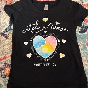Black Kids Tee with Colorful Heart Design